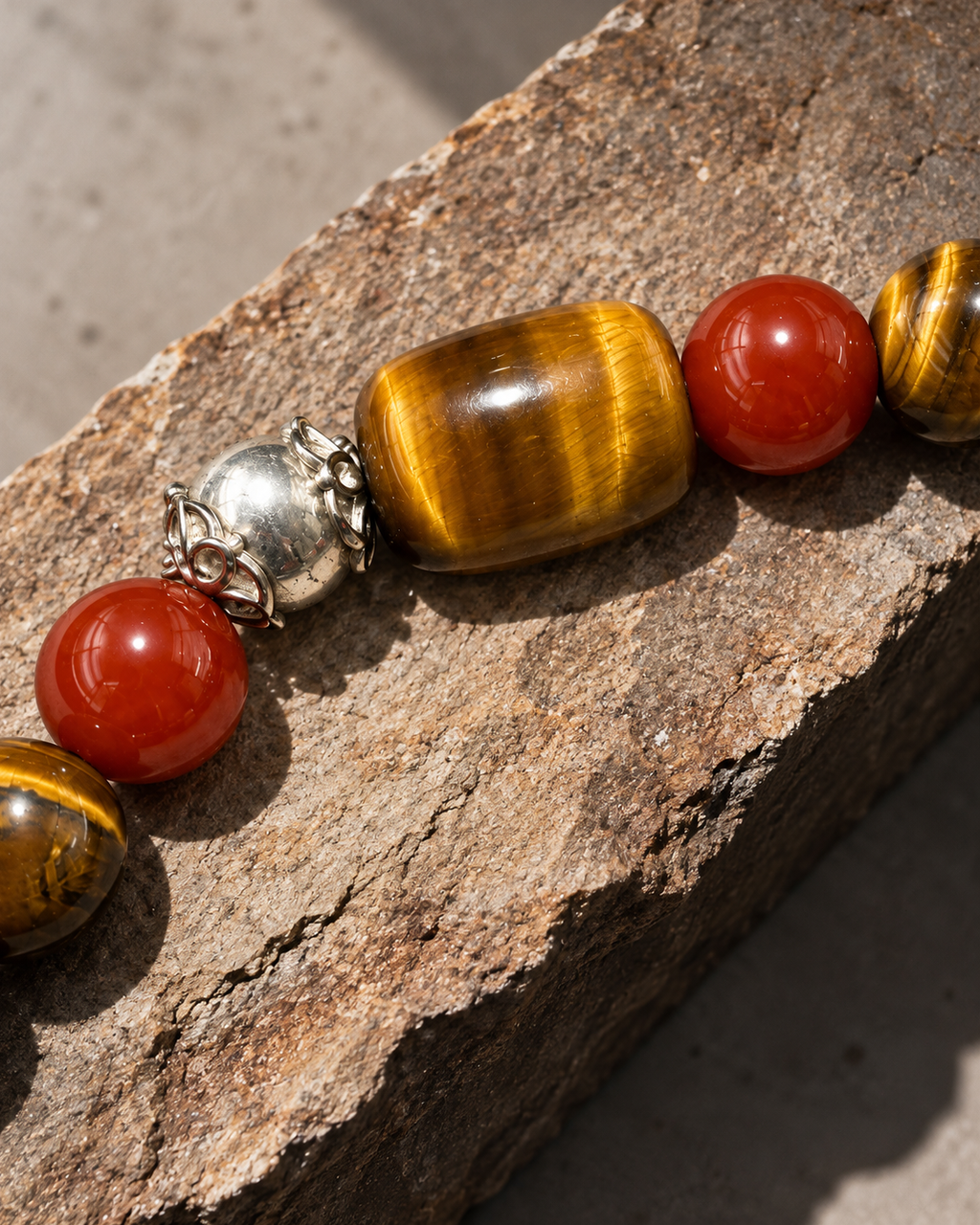 Ember — Tiger Eye and Red Agate NFC Bracelet