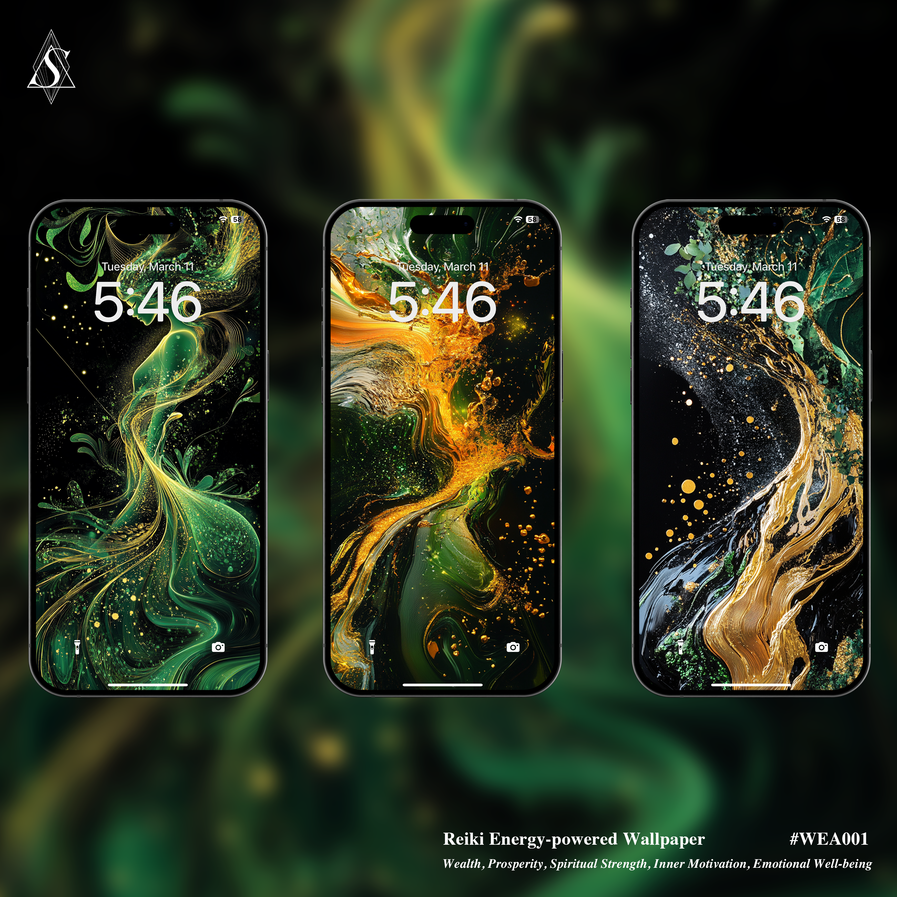 Reiki Energy Wallpaper Set (6-Pack) – High-Quality HD Backgrounds for Mobile, iPad, Laptop, Monitor | Manifestation Ritual, Millionaire Lifestyle, Spiritual Aesthetic