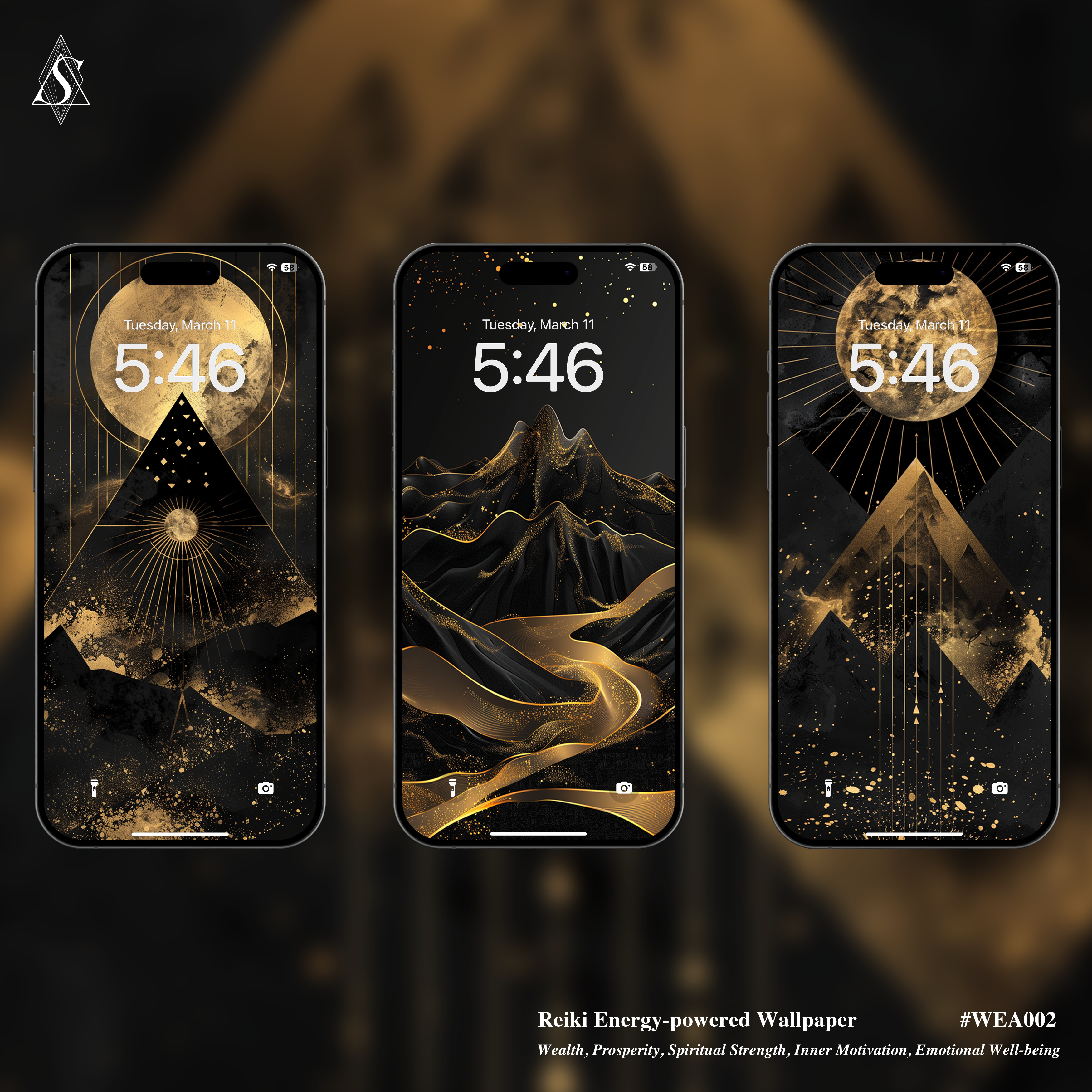 Wealth Mountain Reiki Wallpaper Set for Mobile (6-Pack)