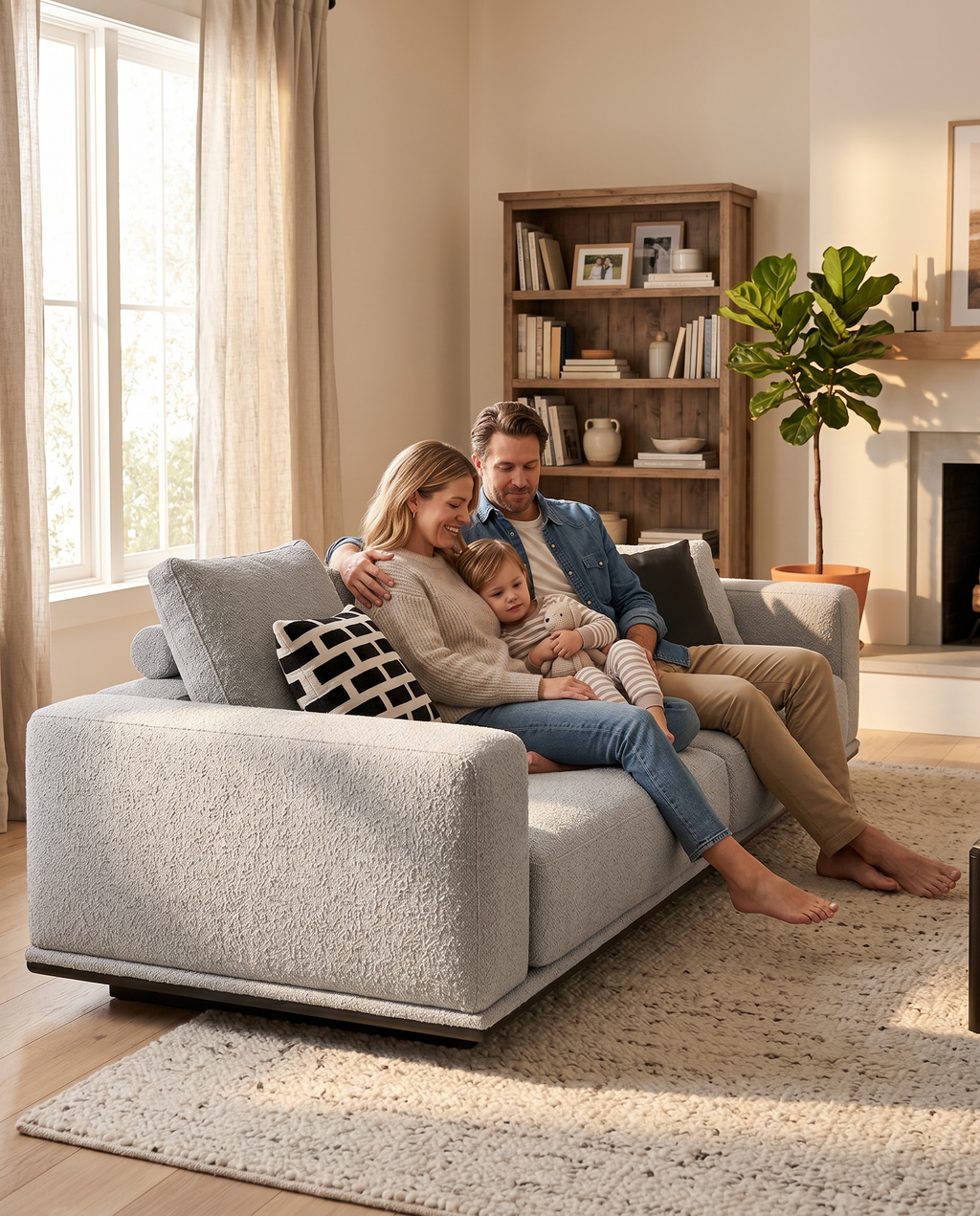 Black Titanium Base Balance Four-Seater Sofa
