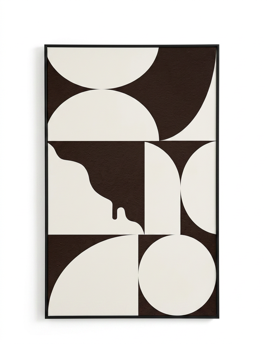 Geometric Art Deco Wall Art in Black and Warm Neutrals