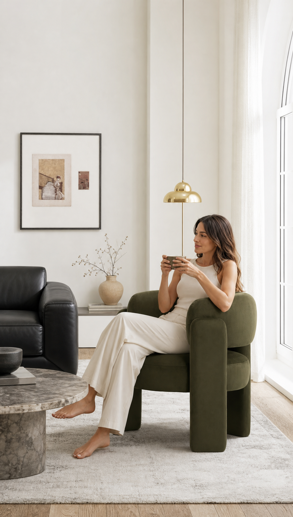 Olive Grounding Accent Chair