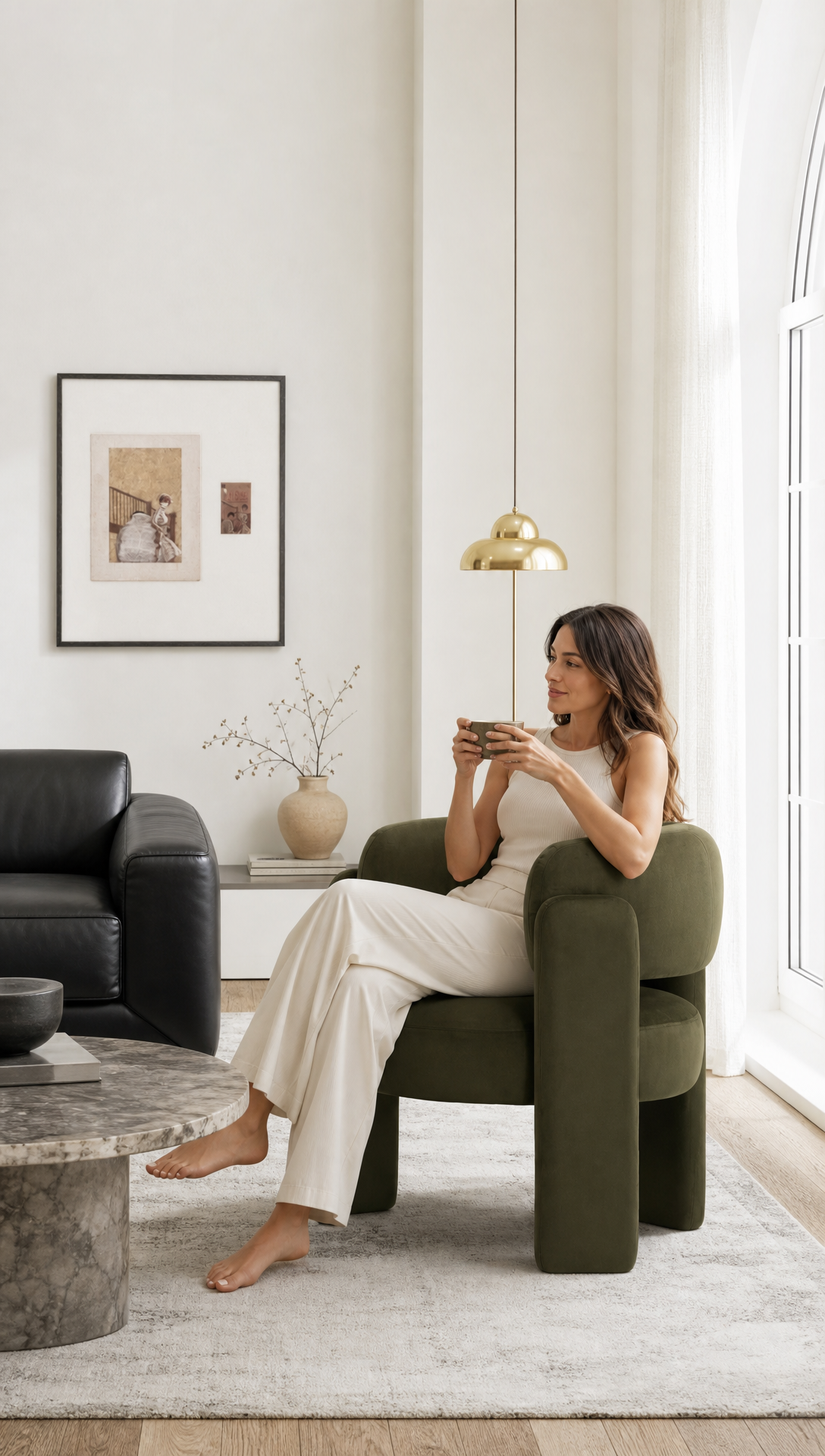 Olive Grounding Accent Chair