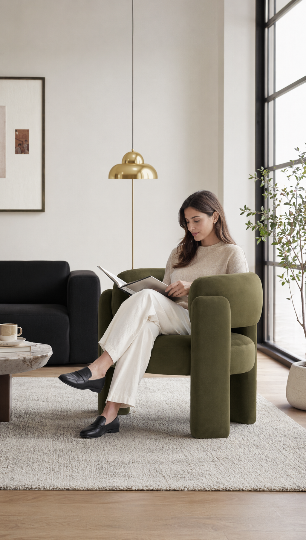 Olive Grounding Accent Chair