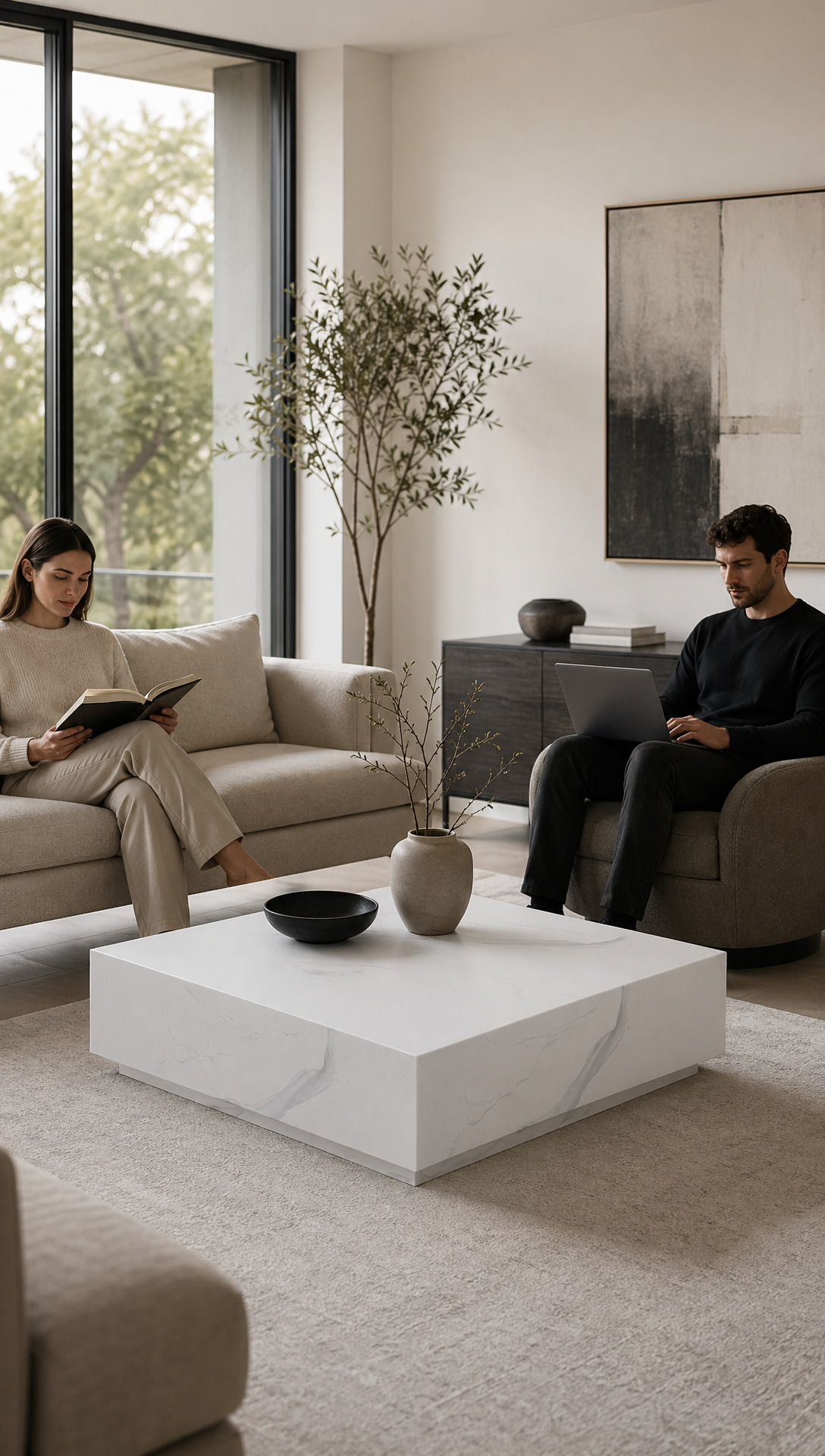 Jazz White Marble Balance Coffee Table