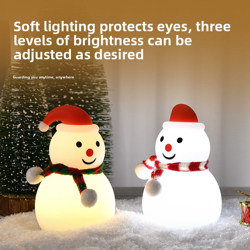Christmas Snowman Silicone Tap Light Bluetooth Speaker | Healing Ambient Lamp & Holiday Gift