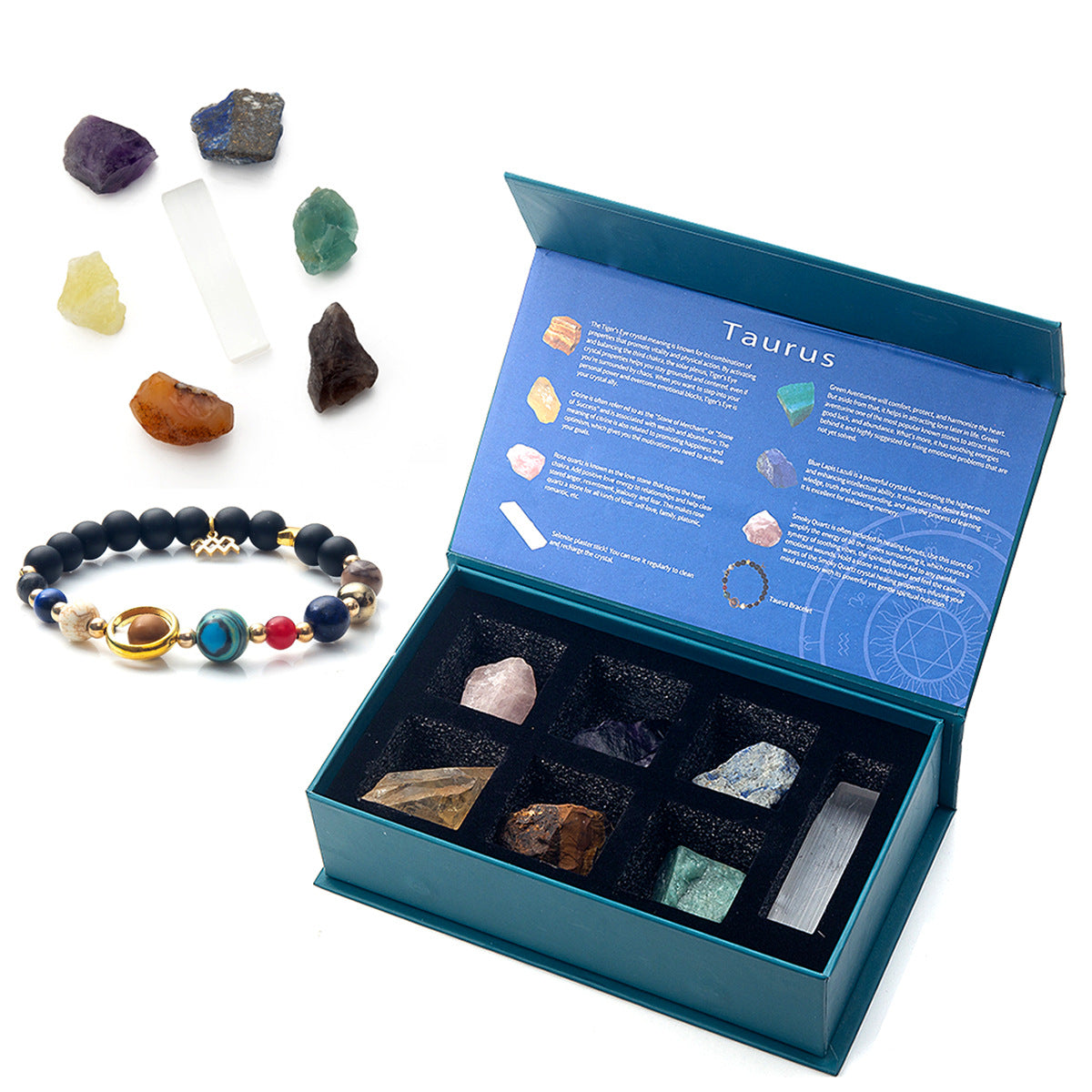 Zodiac Crystal Raw Stone Set | Twelve Constellations Gift Box