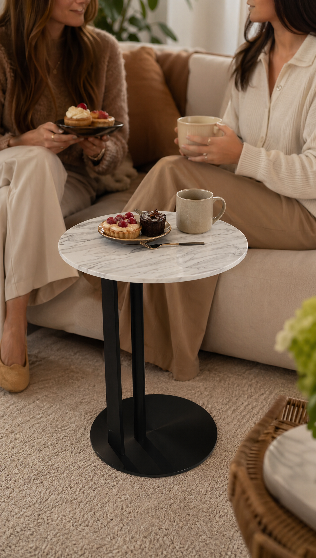 Natural White Marble Balance Corner Table