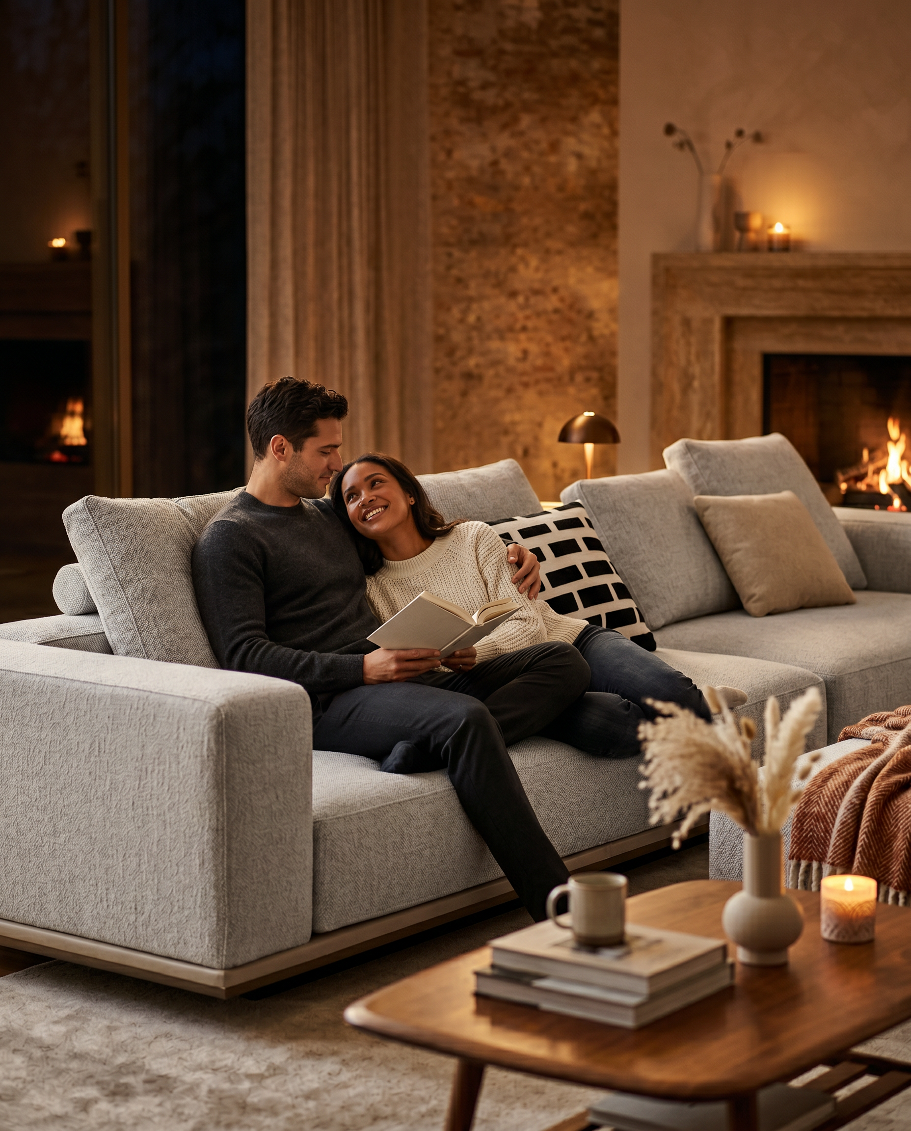 Black Titanium Base Balance Four-Seater Sofa