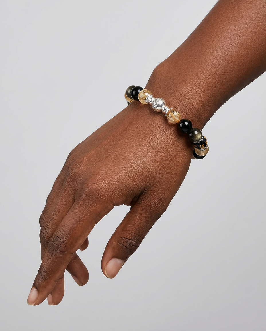 Gold Obsidian & Citrine Wealth Bracelet for Career Growth & Prosperity