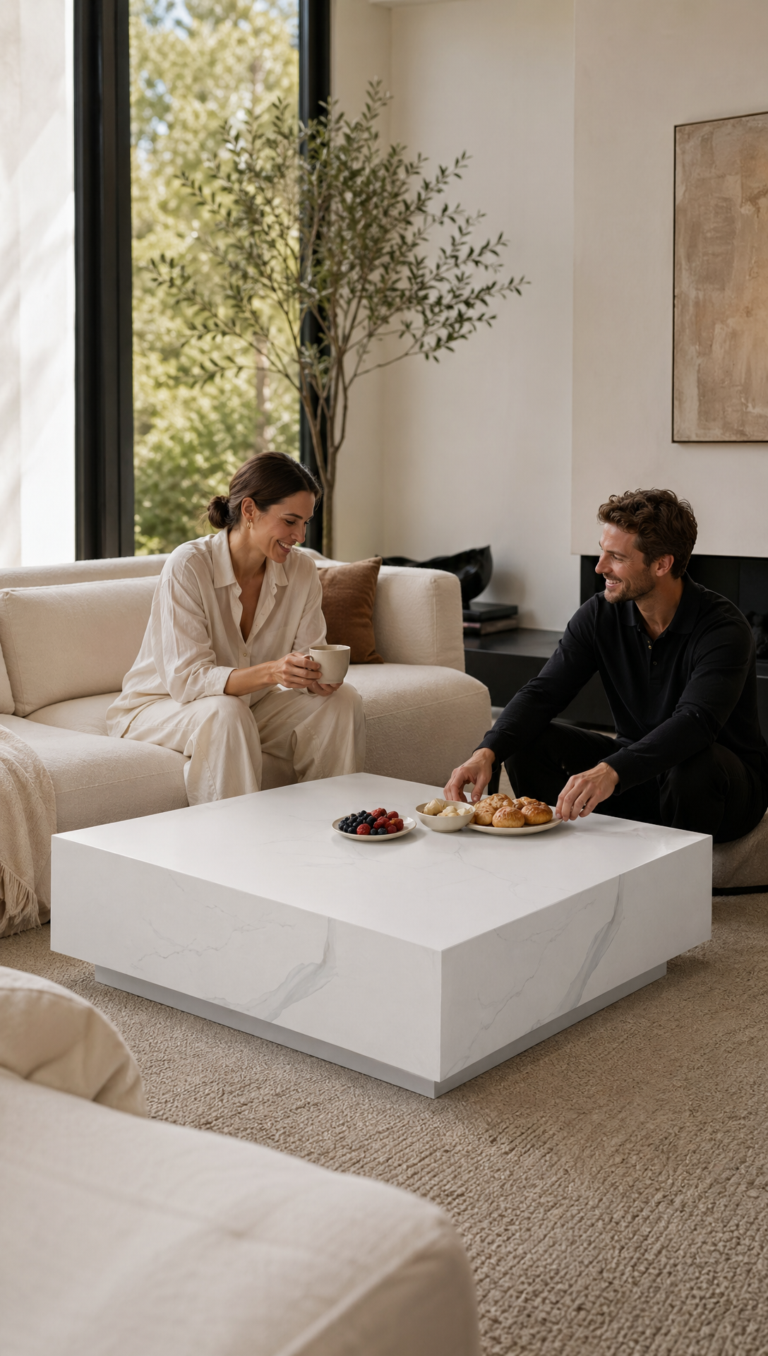Jazz White Marble Balance Coffee Table