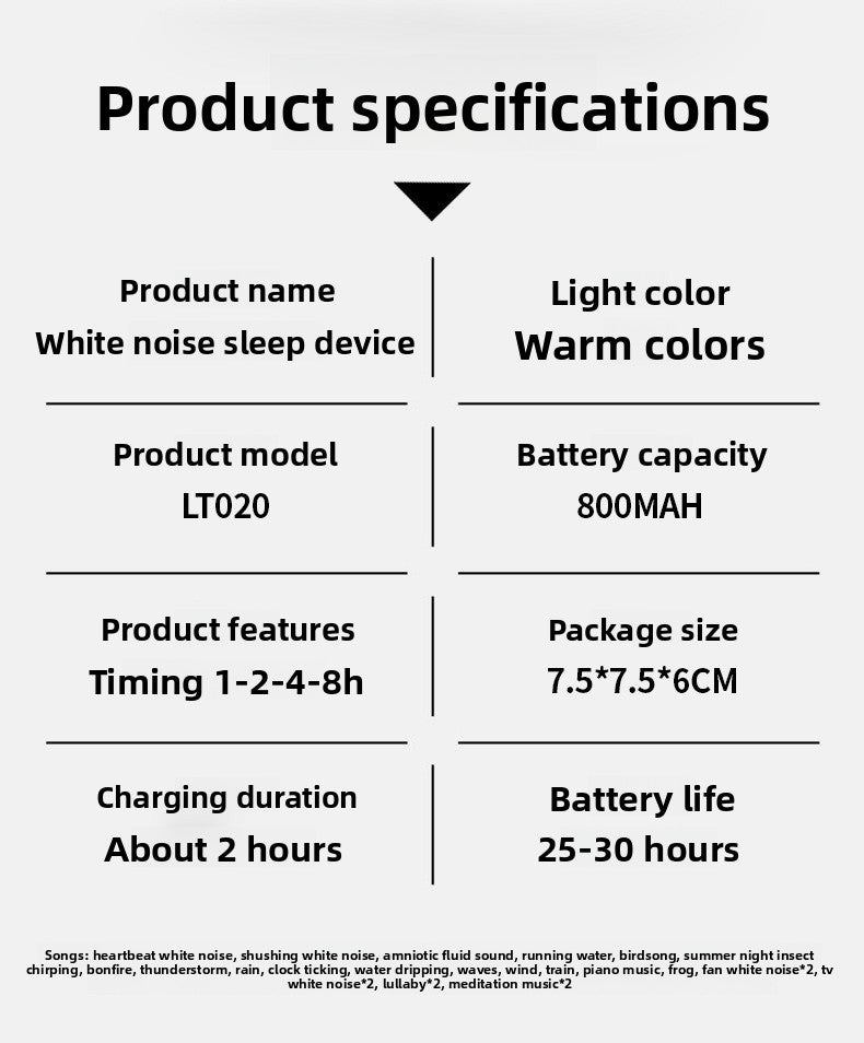 White Noise Sleep Device with Intelligent Warm Light | Infant Soothing Sleep Aid & Music Machine