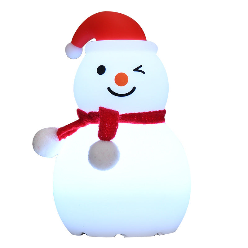 Christmas Snowman Silicone Tap Light Bluetooth Speaker | Healing Ambient Lamp & Holiday Gift