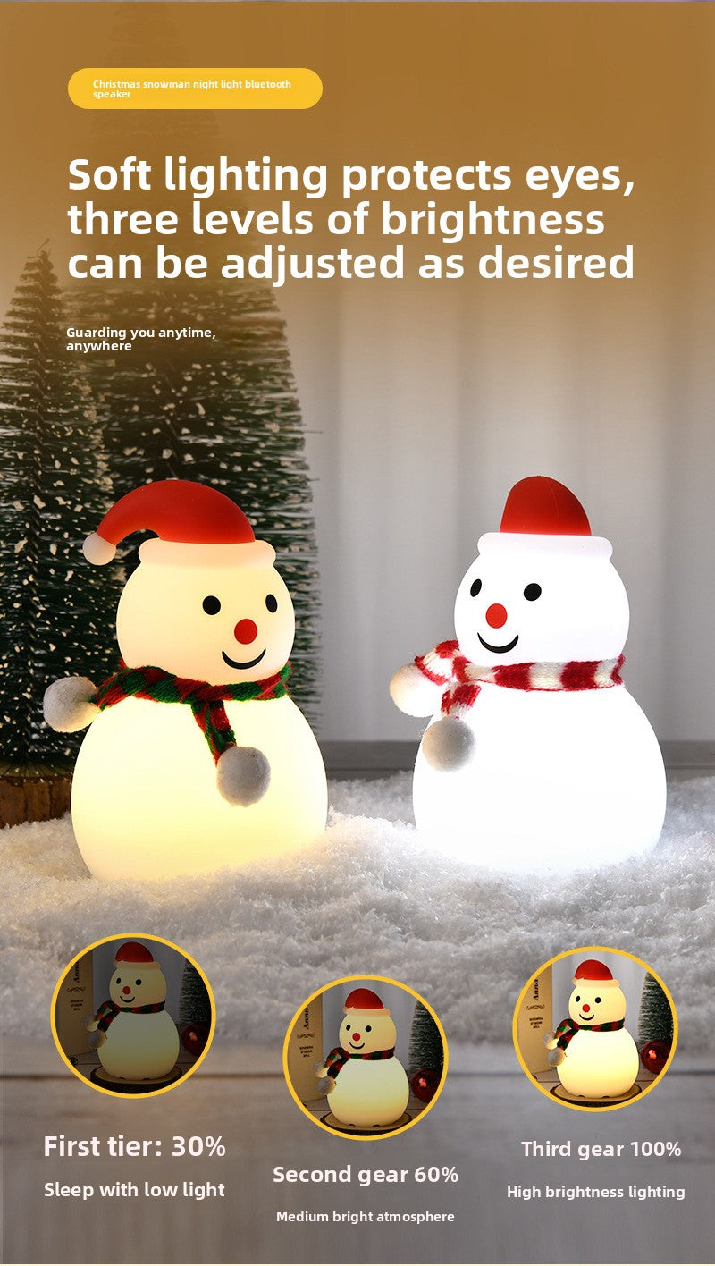 Christmas Snowman Silicone Tap Light Bluetooth Speaker | Healing Ambient Lamp & Holiday Gift
