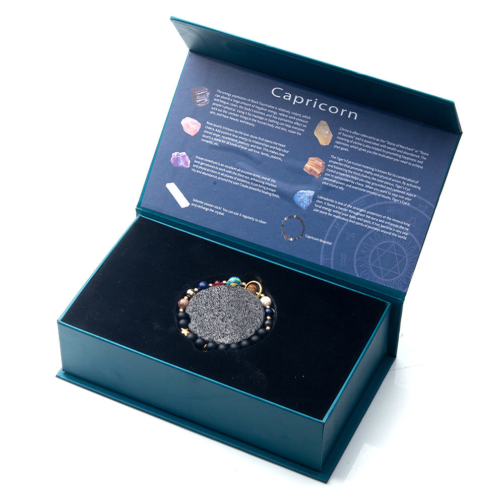Zodiac Crystal Raw Stone Set | Twelve Constellations Gift Box