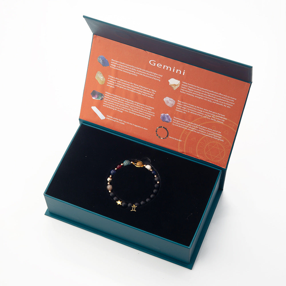 Zodiac Crystal Raw Stone Set | Twelve Constellations Gift Box