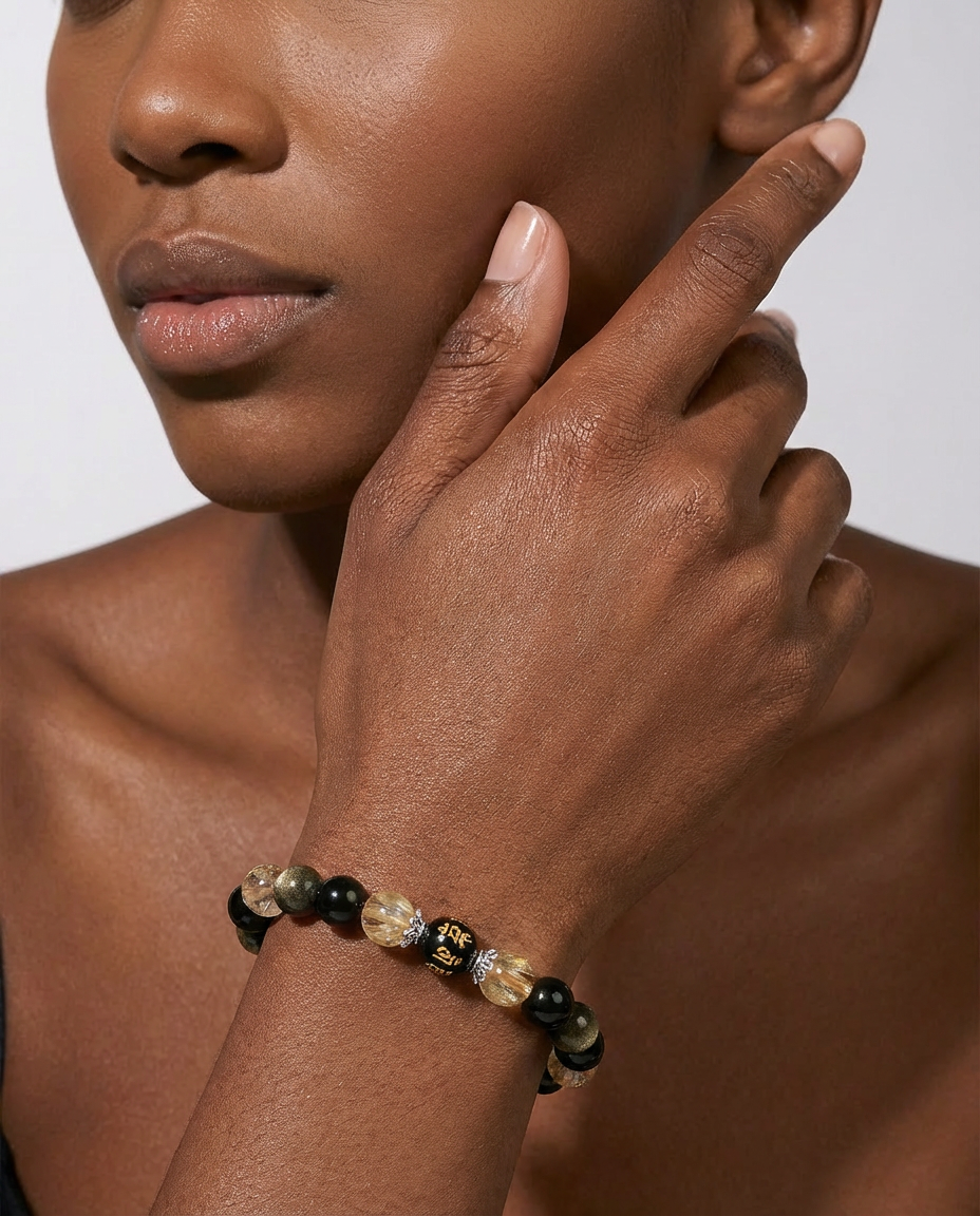 Gold Obsidian & Citrine Wealth Bracelet for Career Growth & Prosperity