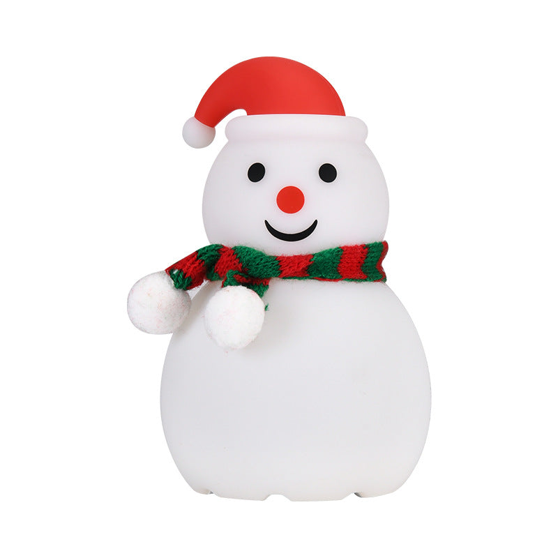 Christmas Snowman Silicone Tap Light Bluetooth Speaker | Healing Ambient Lamp & Holiday Gift
