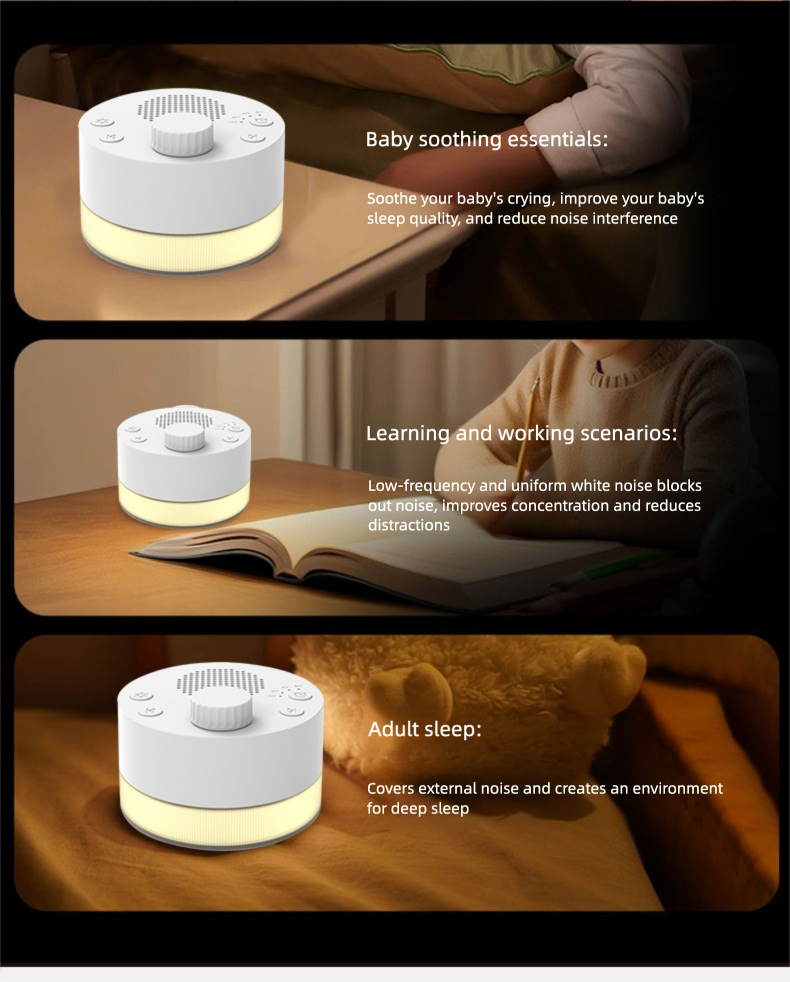White Noise Sleep Device with Intelligent Warm Light | Infant Soothing Sleep Aid & Music Machine