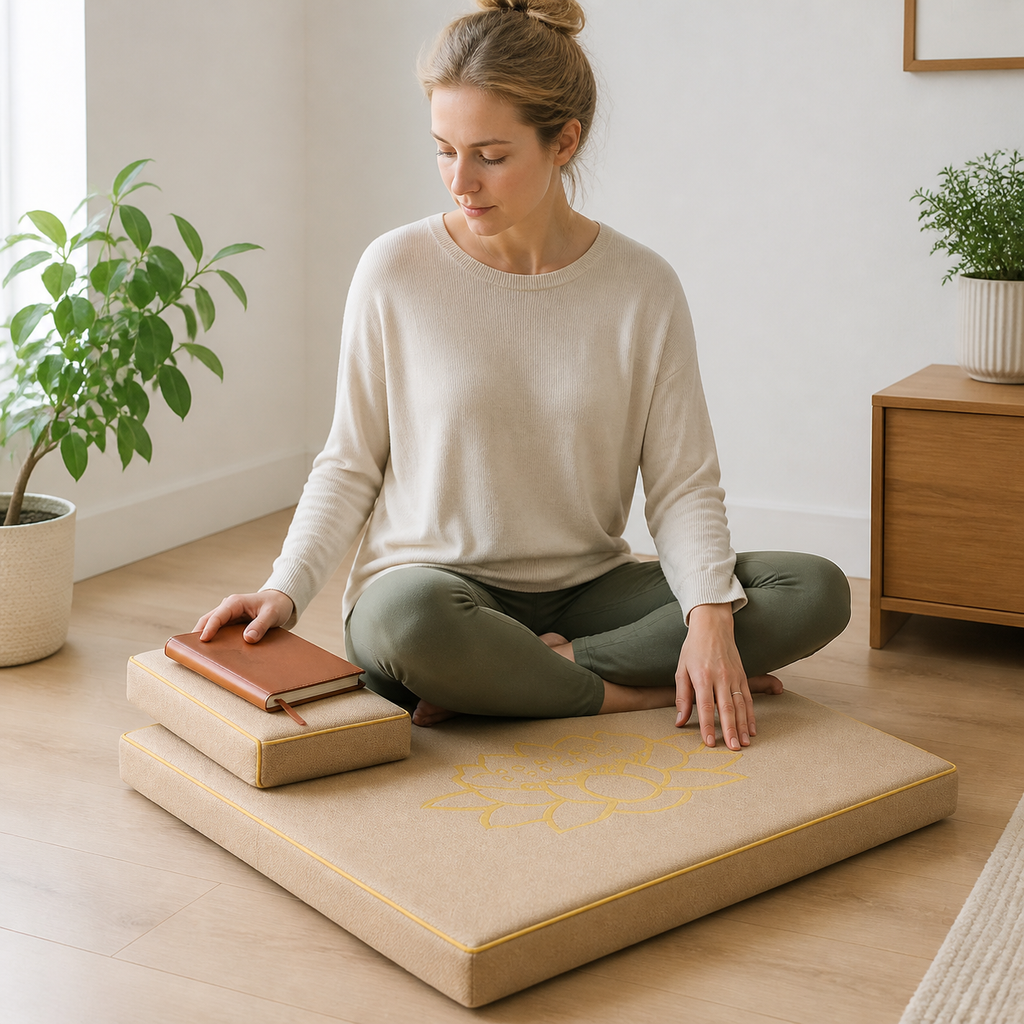Zen meditation floor cushion used in a calm home corner
