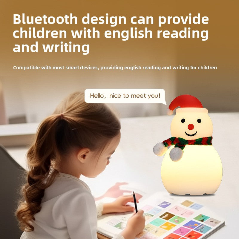 Christmas Snowman Silicone Tap Light Bluetooth Speaker | Healing Ambient Lamp & Holiday Gift