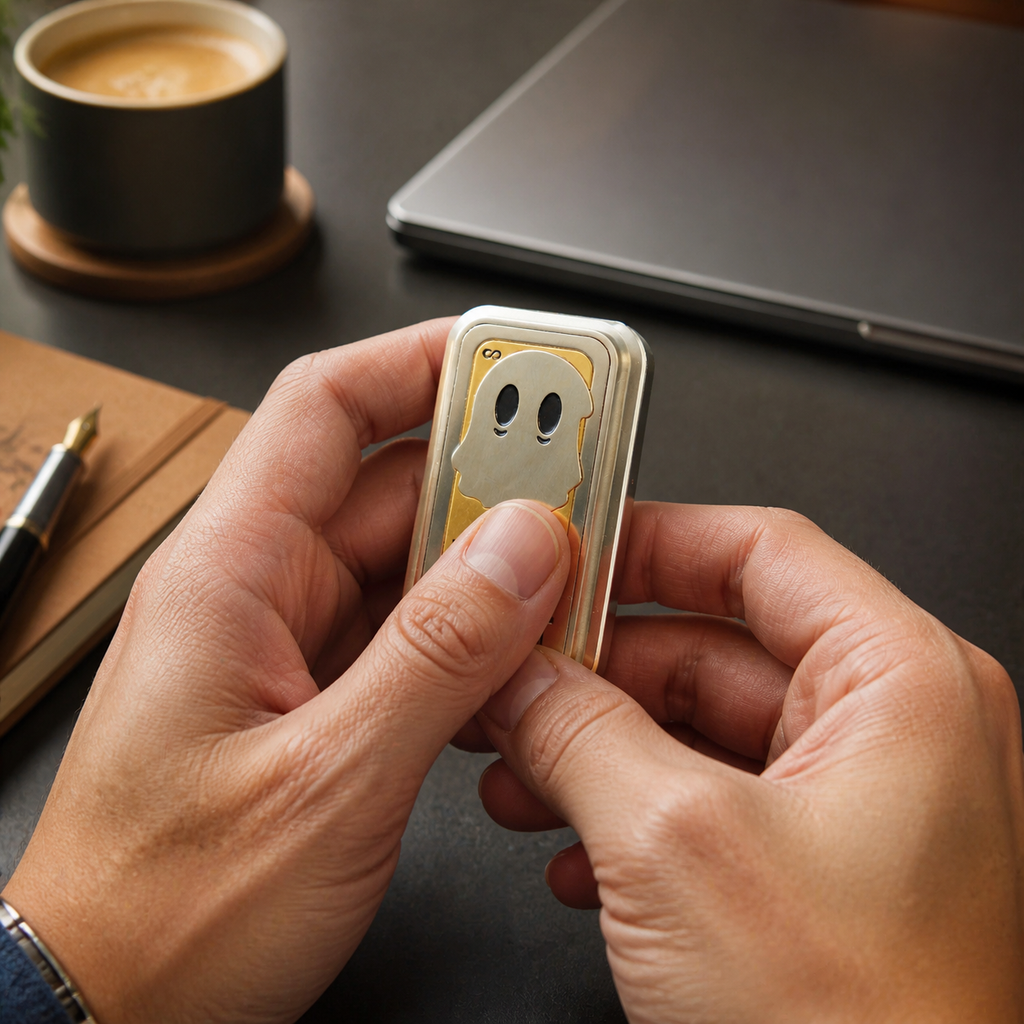 Ghost magnetic fidget slider operated with both hands