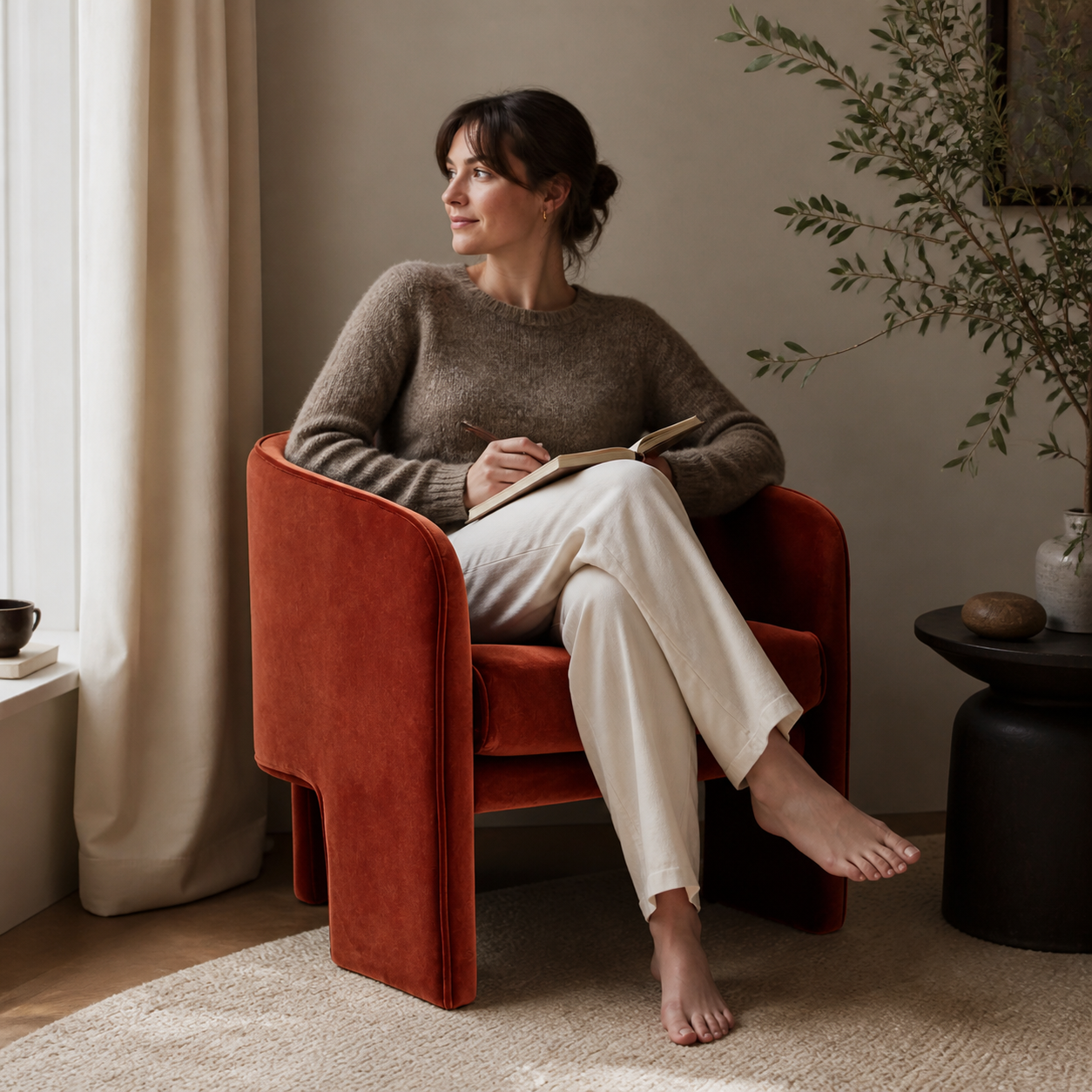 Modern Single Leisure Sofa calm reading scene
