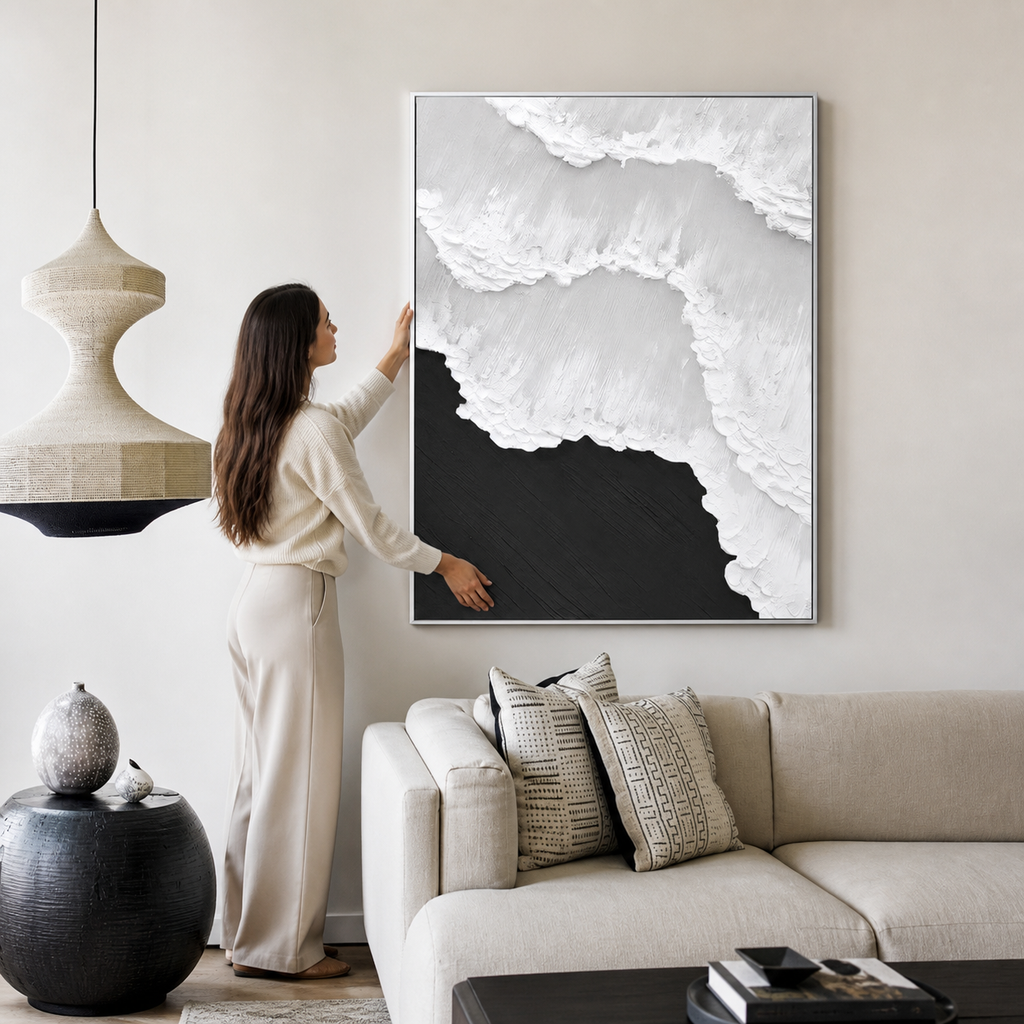Textured Abstract Wave Wall Art home lifestyle scene