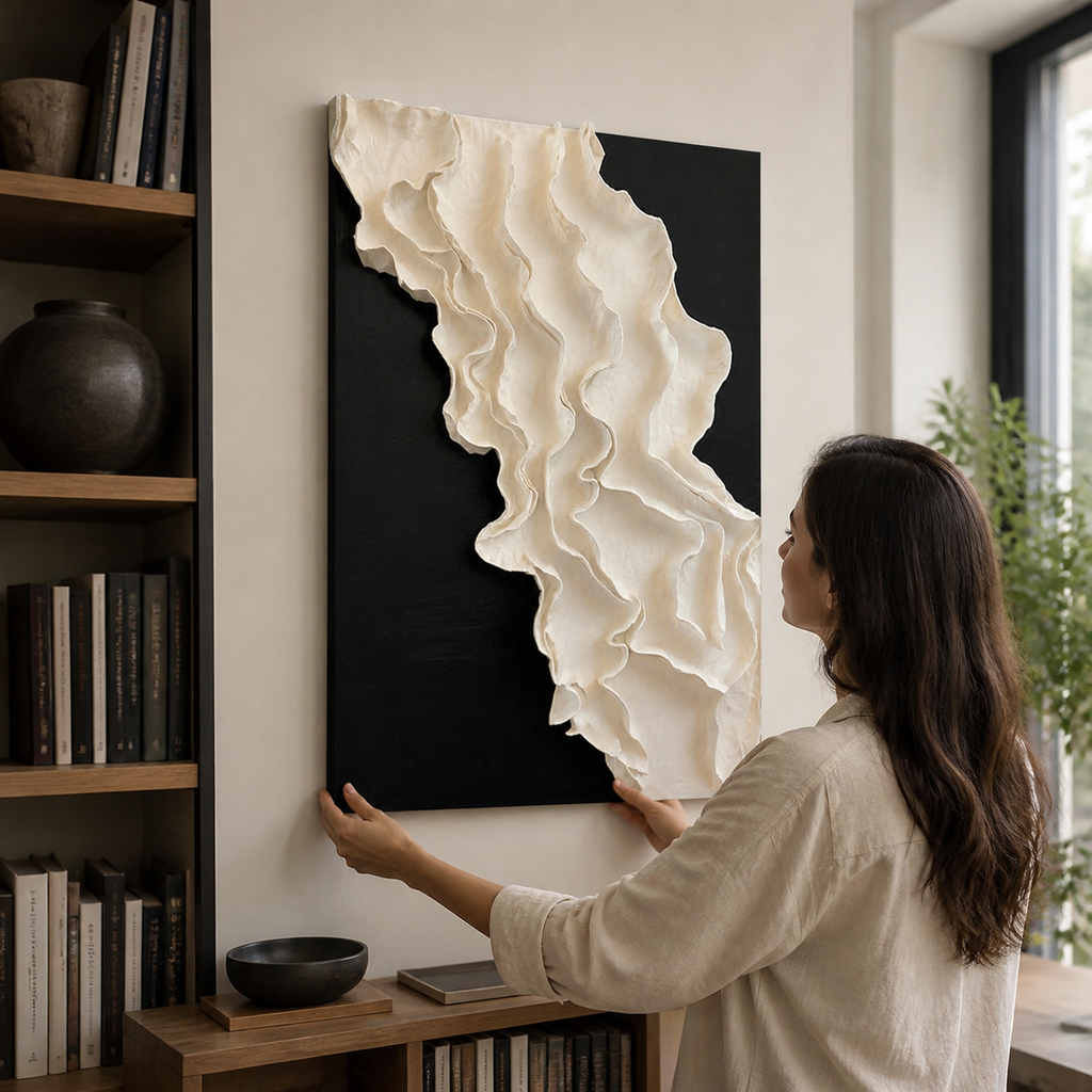 Modern Minimalist 3D Paper Wall Art lifestyle scene