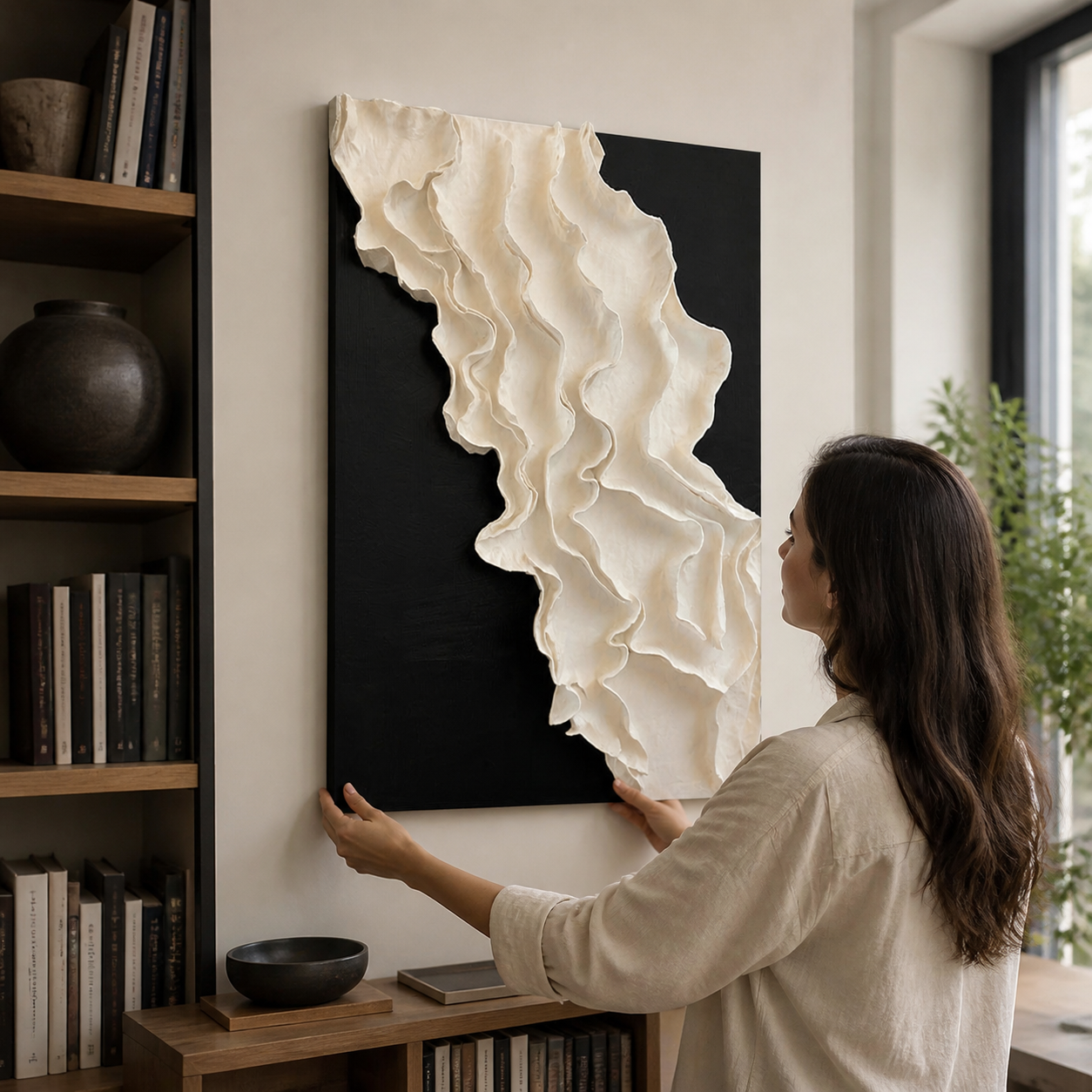 Modern Minimalist 3D Paper Wall Art lifestyle scene