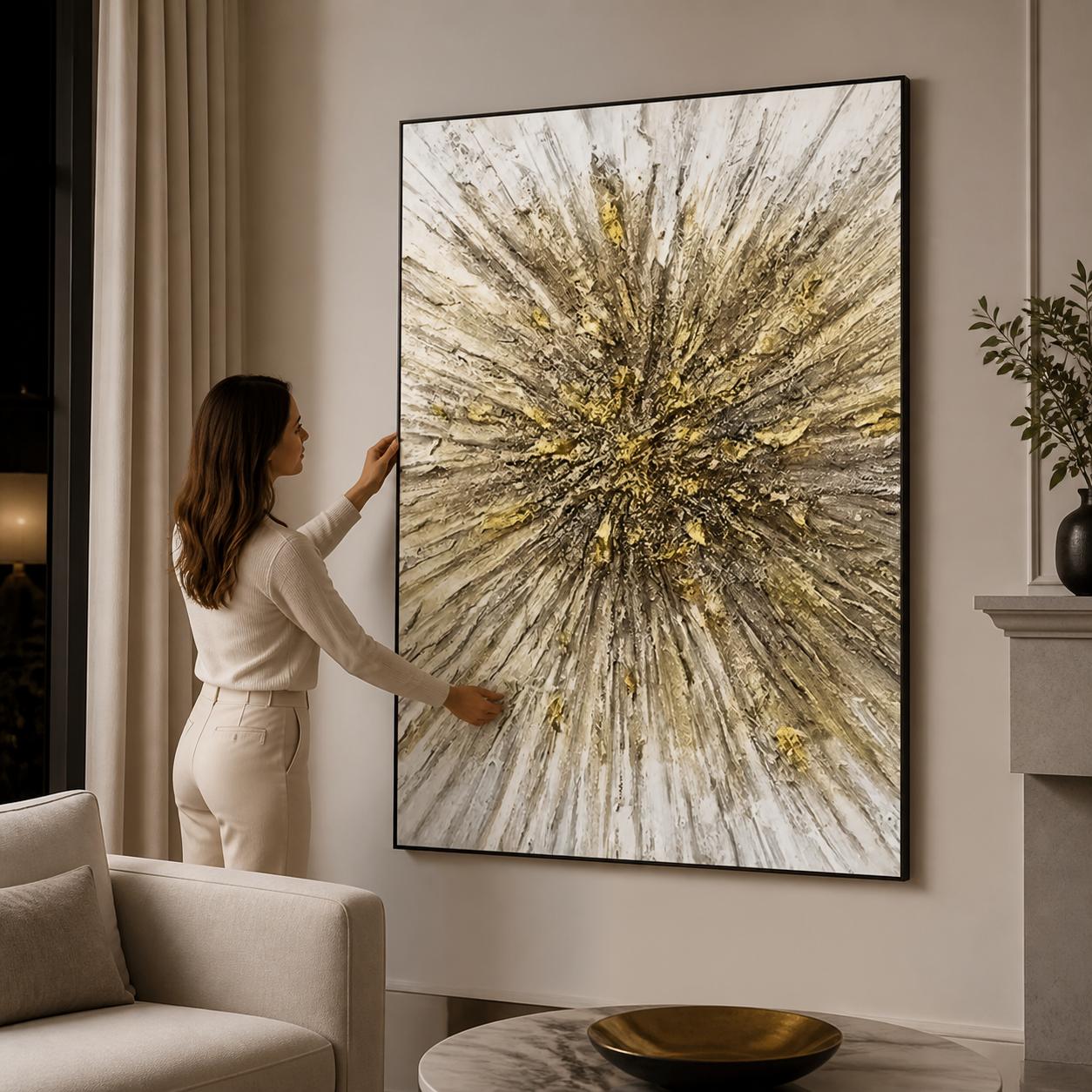 Luxury Gold Burst Textured Wall Art lifestyle scene