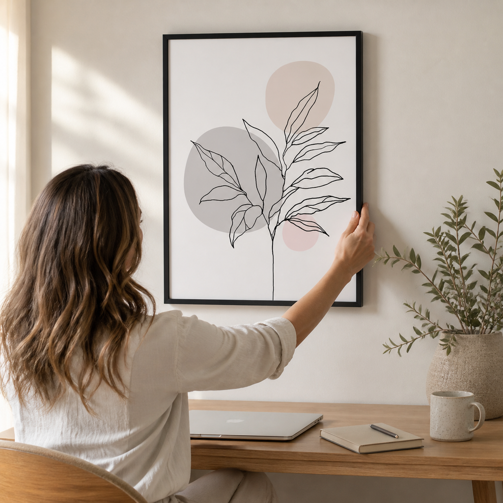 Modern Botanical Line Wall Art desk-reset scene