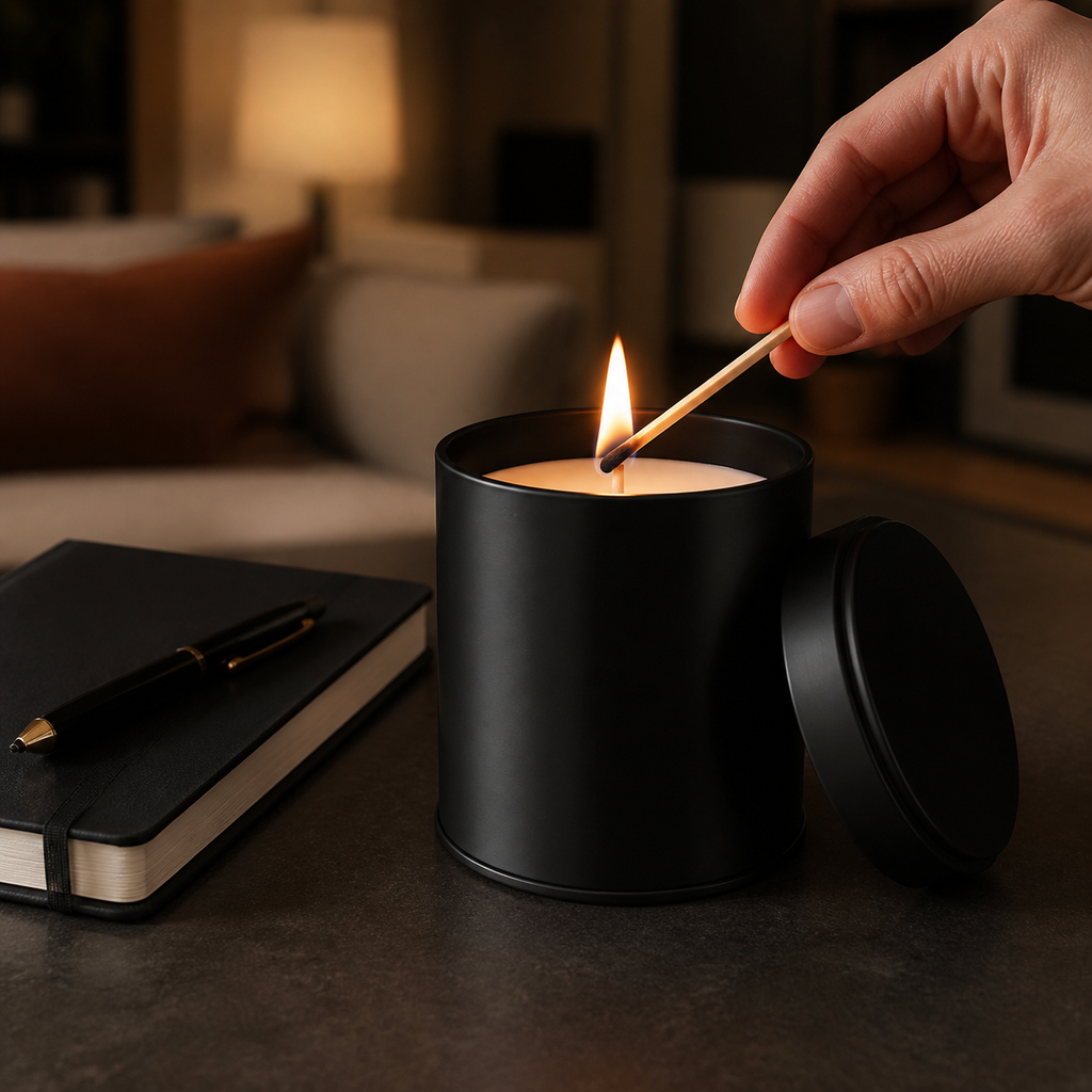 Grounded Scent Candle evening ritual scene