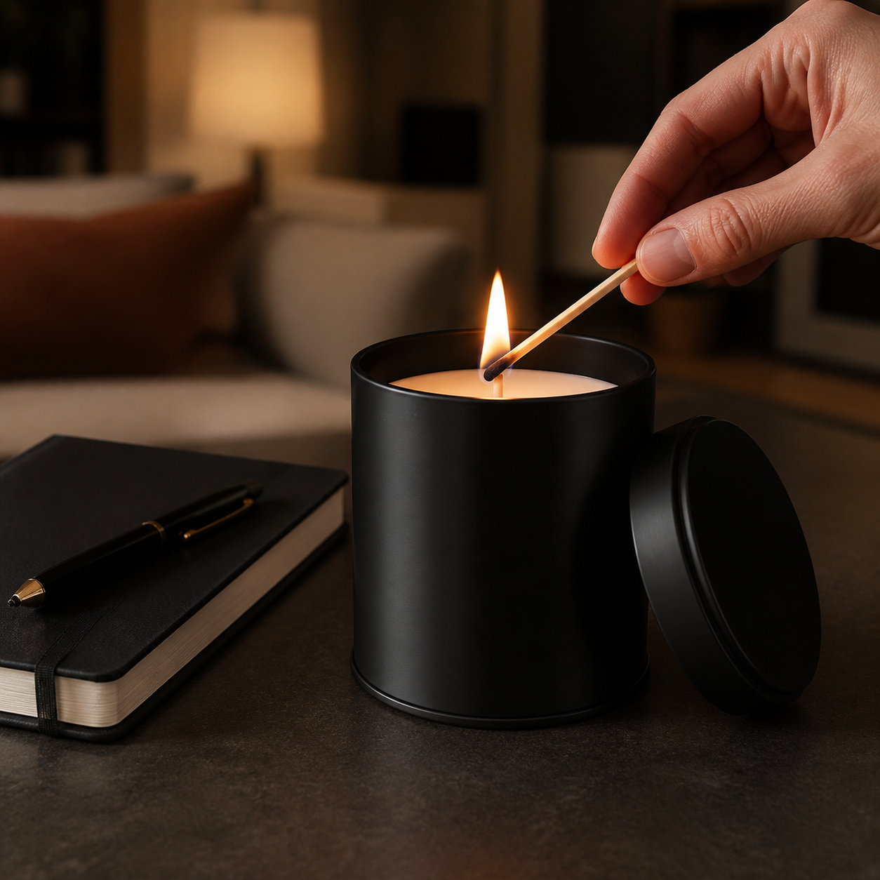 Grounded Scent Candle evening ritual scene