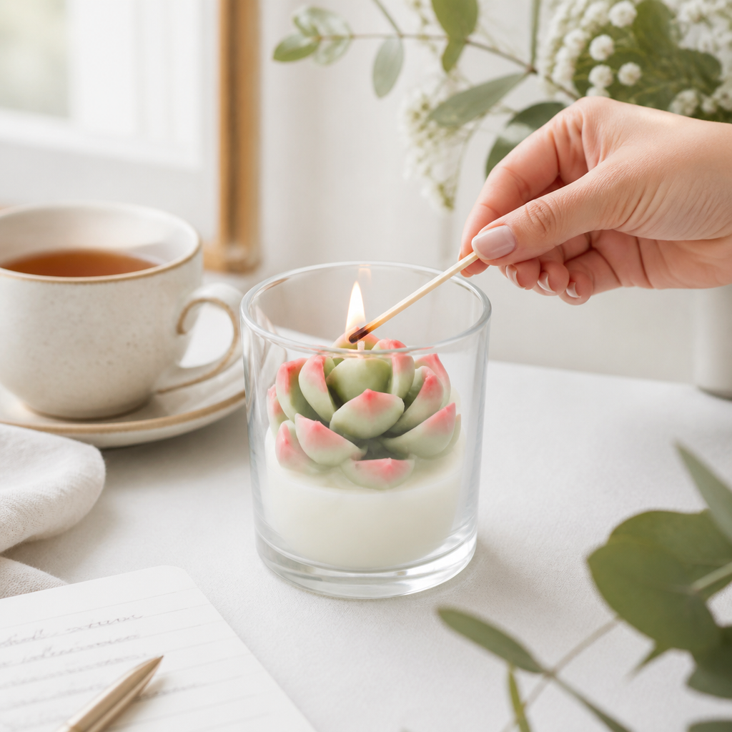 Fresh Bloom Soy Wax Candle morning ritual scene