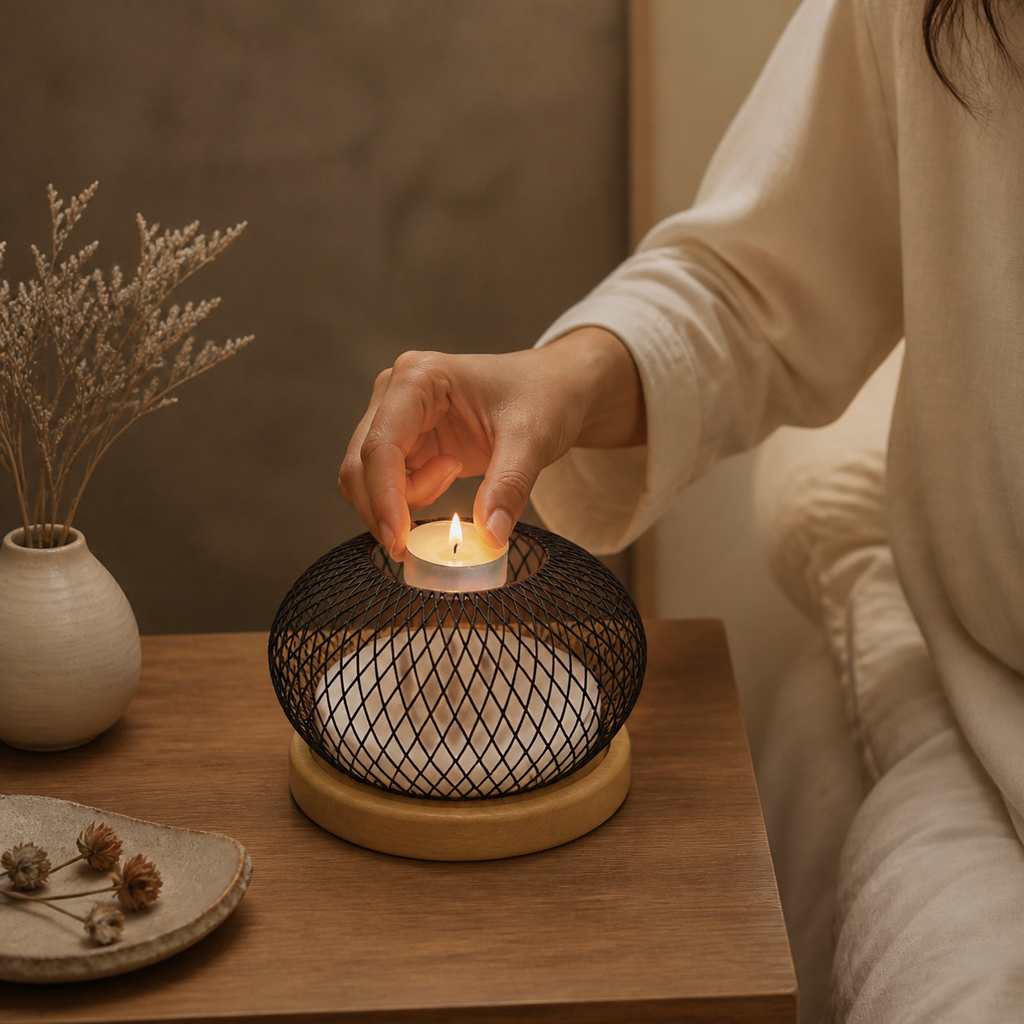Moonlight Ritual Aromatherapy Burner interaction scene