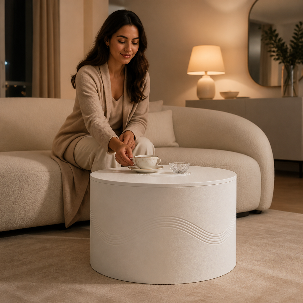 White Stone Beauty Coffee Table evening scene