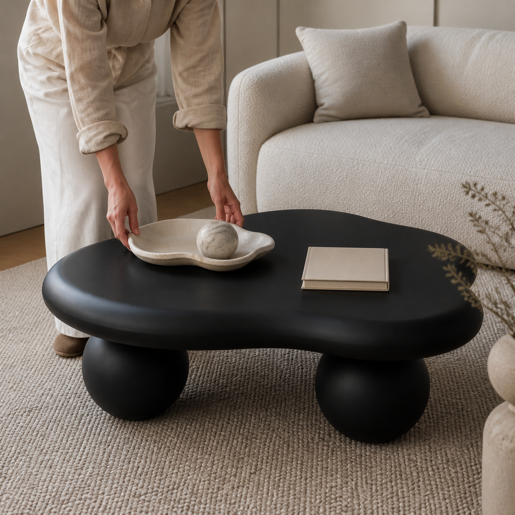 Cloud Shape Beauty Coffee Table styled in a calm home ritual