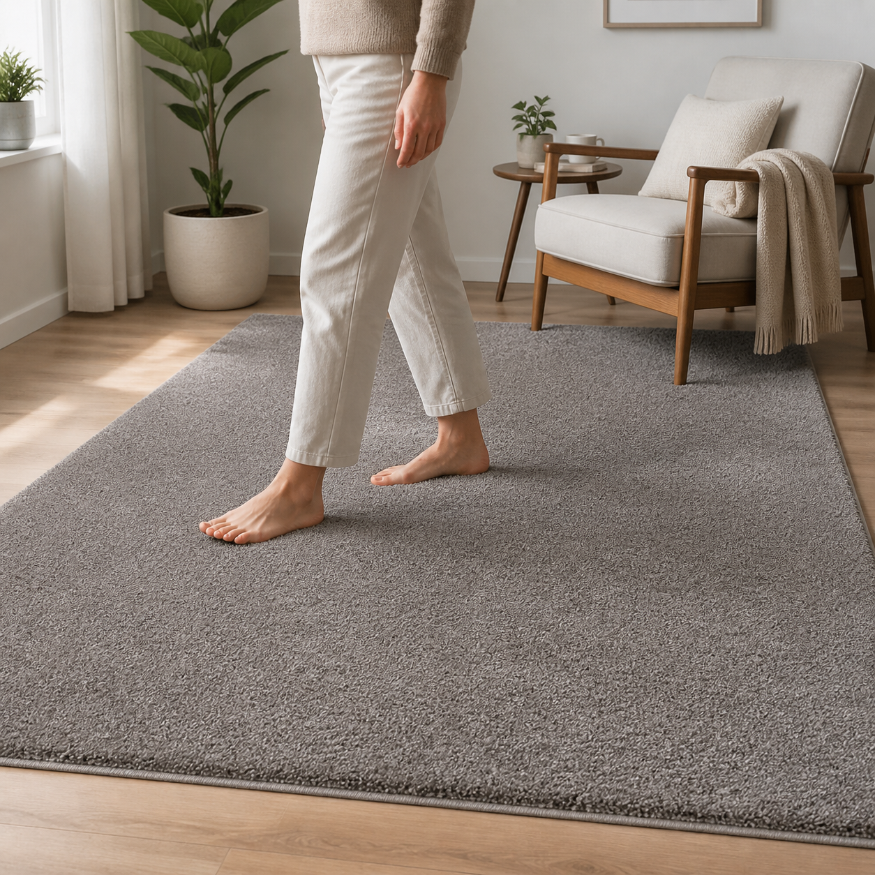Soft Plush Balance Area Rug in a grounding barefoot moment