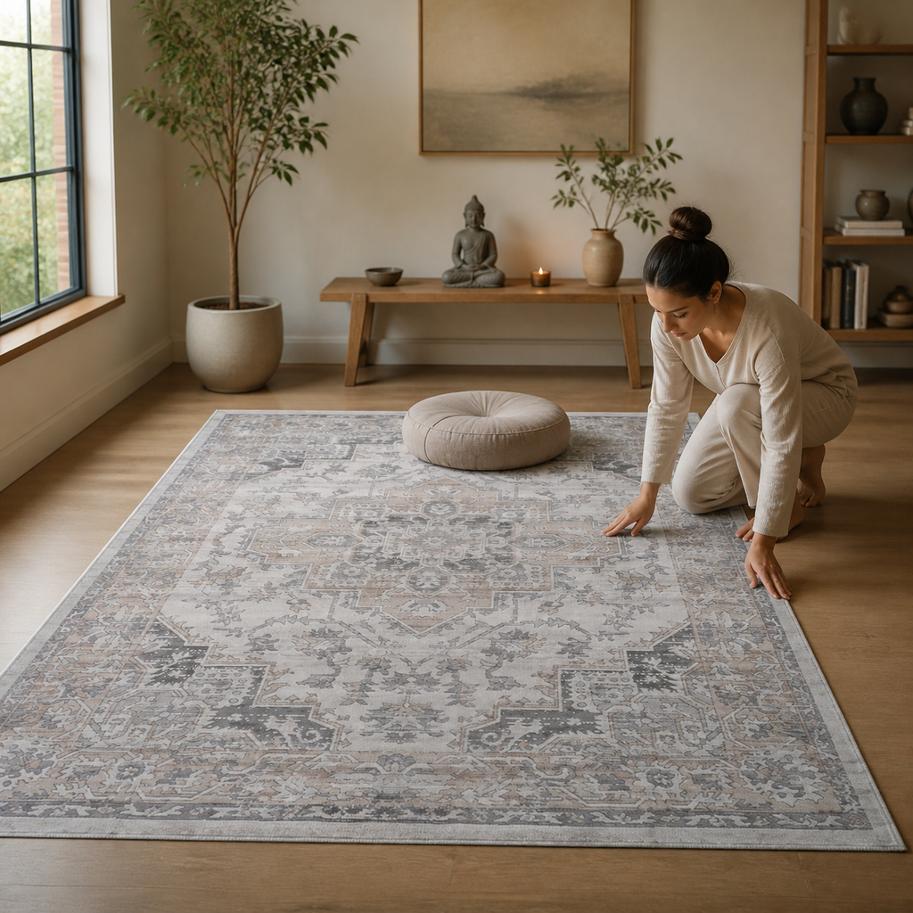 Vintage Medallion Beauty Area Rug prepared for a calm corner