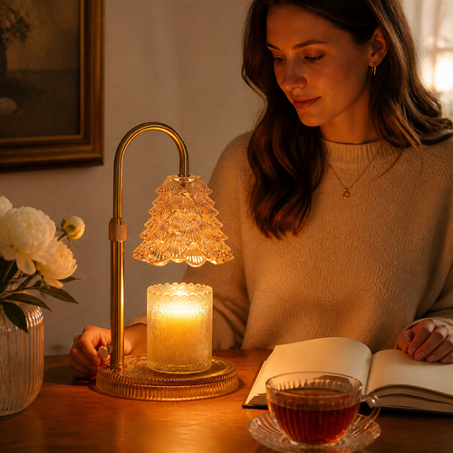 Adjustable Candle Warmer Lamp with Timer used during a tea break