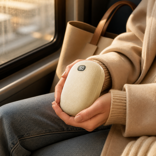Cozy Tactile Fleece Hand Warmer held during a winter commute