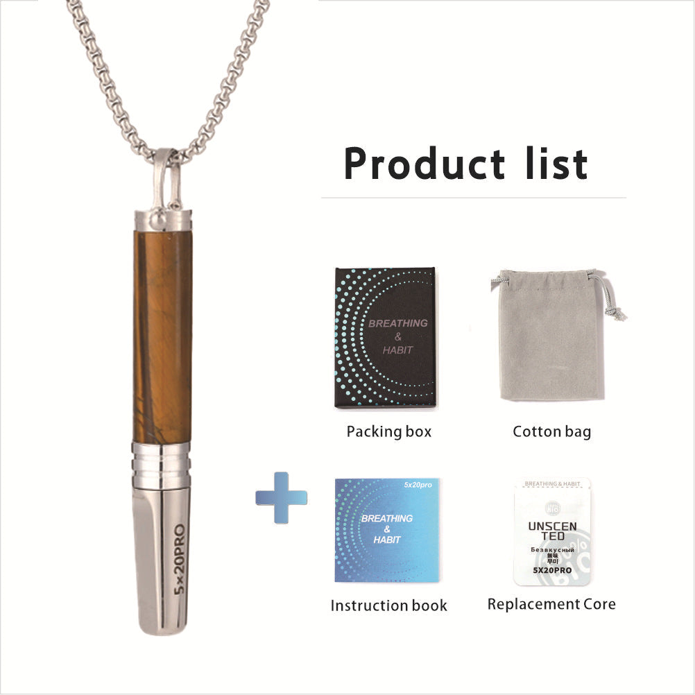 Tiger Eye Resistance Breathing Necklace for Stress Relief & Habit Awareness