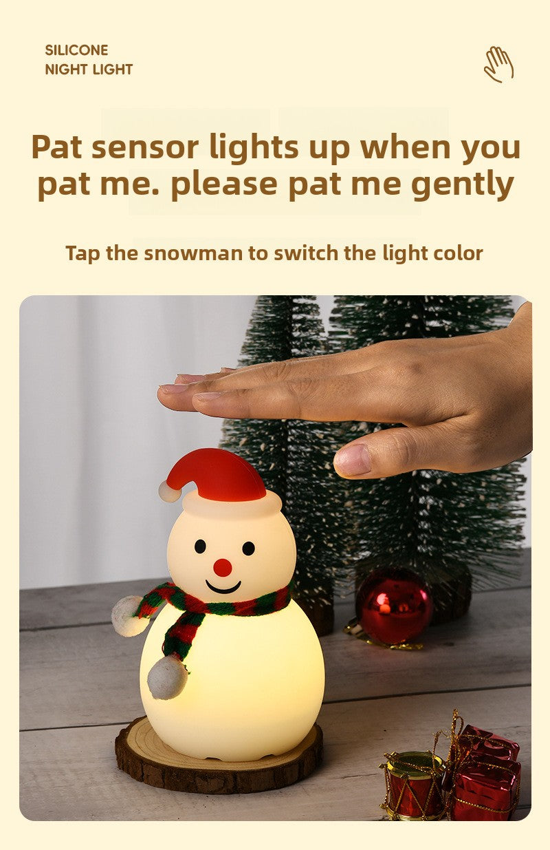 Christmas Snowman Silicone Tap Light Bluetooth Speaker | Healing Ambient Lamp & Holiday Gift