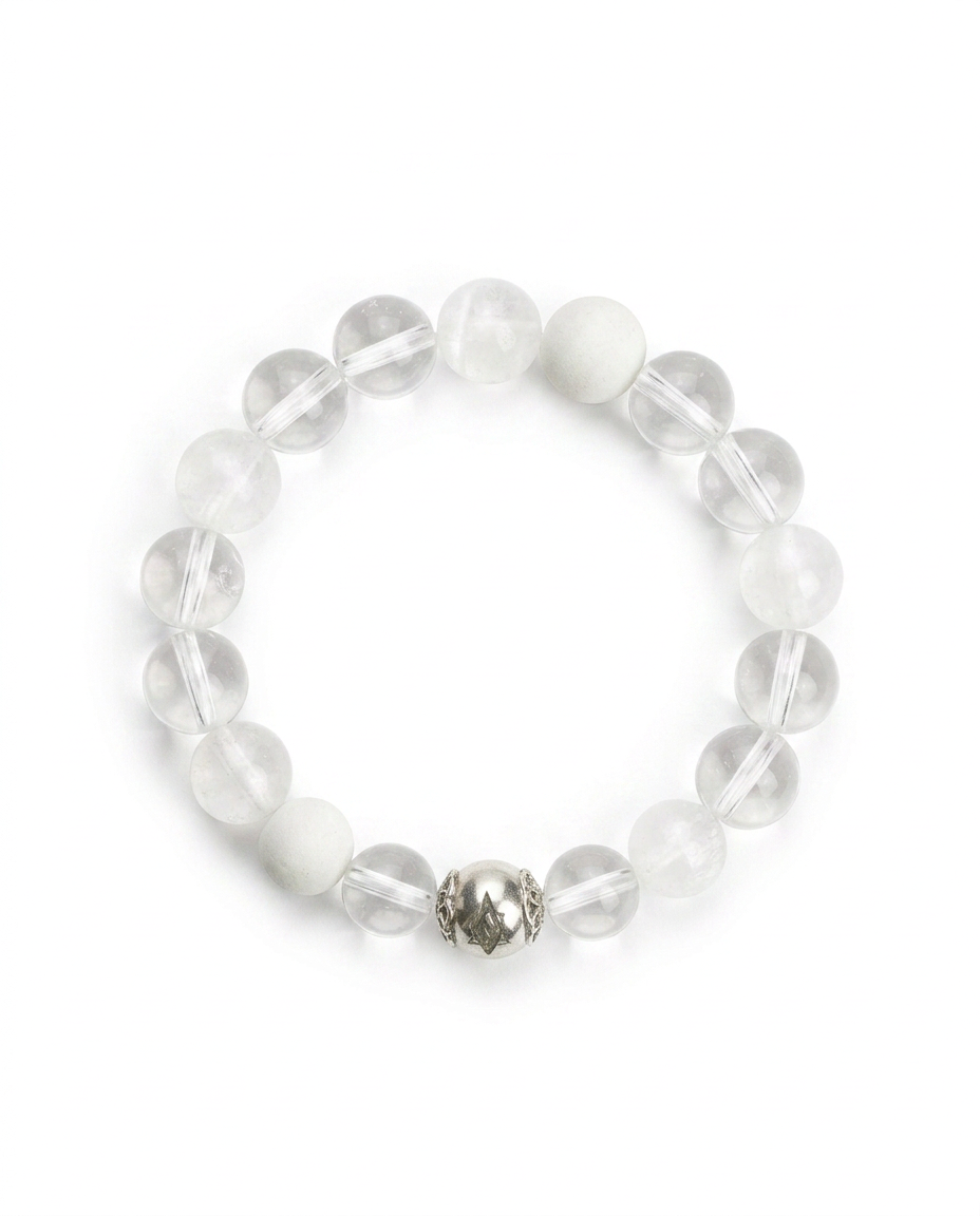 NFC Clear Quartz White Cat Eye Stone Balance Crystal Bracelet