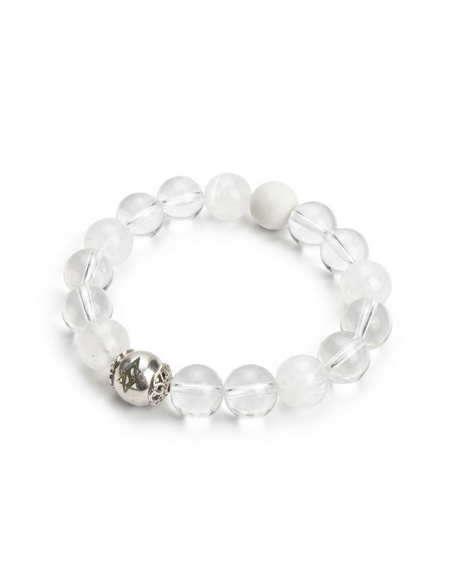 NFC Clear Quartz White Cat Eye Stone Balance Crystal Bracelet