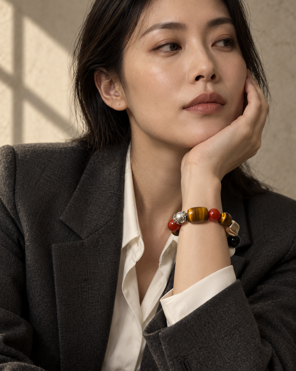 Ember — Tiger Eye and Red Agate NFC Bracelet
