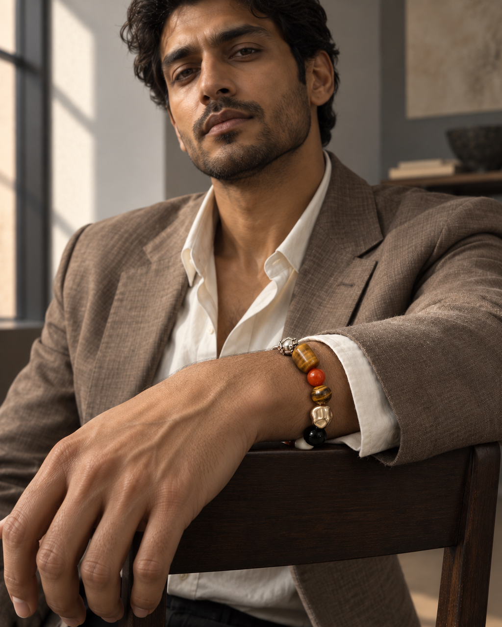 Ember — Tiger Eye and Red Agate NFC Bracelet