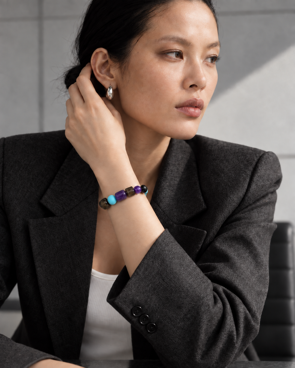 Night Current — Amethyst and Lapis Lazuli NFC Bracelet