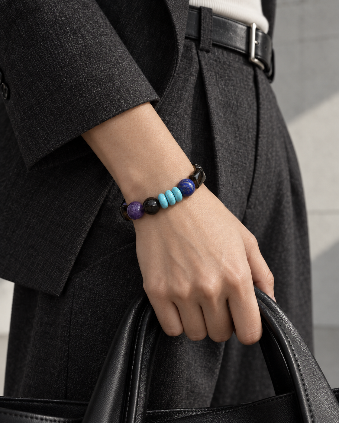 Night Current — Amethyst and Lapis Lazuli NFC Bracelet